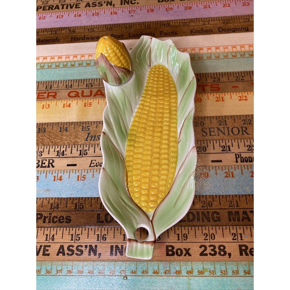 VINTAGE Norleans Individual Corn Cob Dish Server plate salt shaker Japan 2 Set
